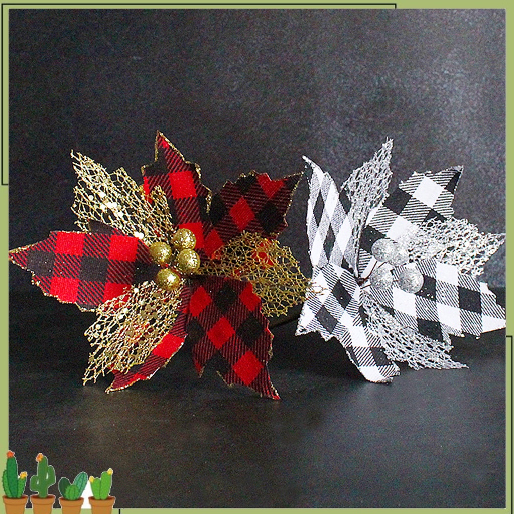 Hoa Giả Bằng Nhựa Màu Đỏ Đen Dùng Trang Trí Giáng Sinh