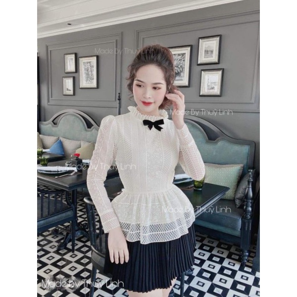 Vải ren hoa kem