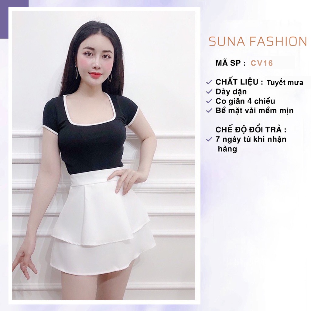 Chân váy ngắn chữ a lưng cao bản to hai tầng, Chân váy chữ a hai tầng chất tuyết mưa SUNA FASHION | BigBuy360 - bigbuy360.vn