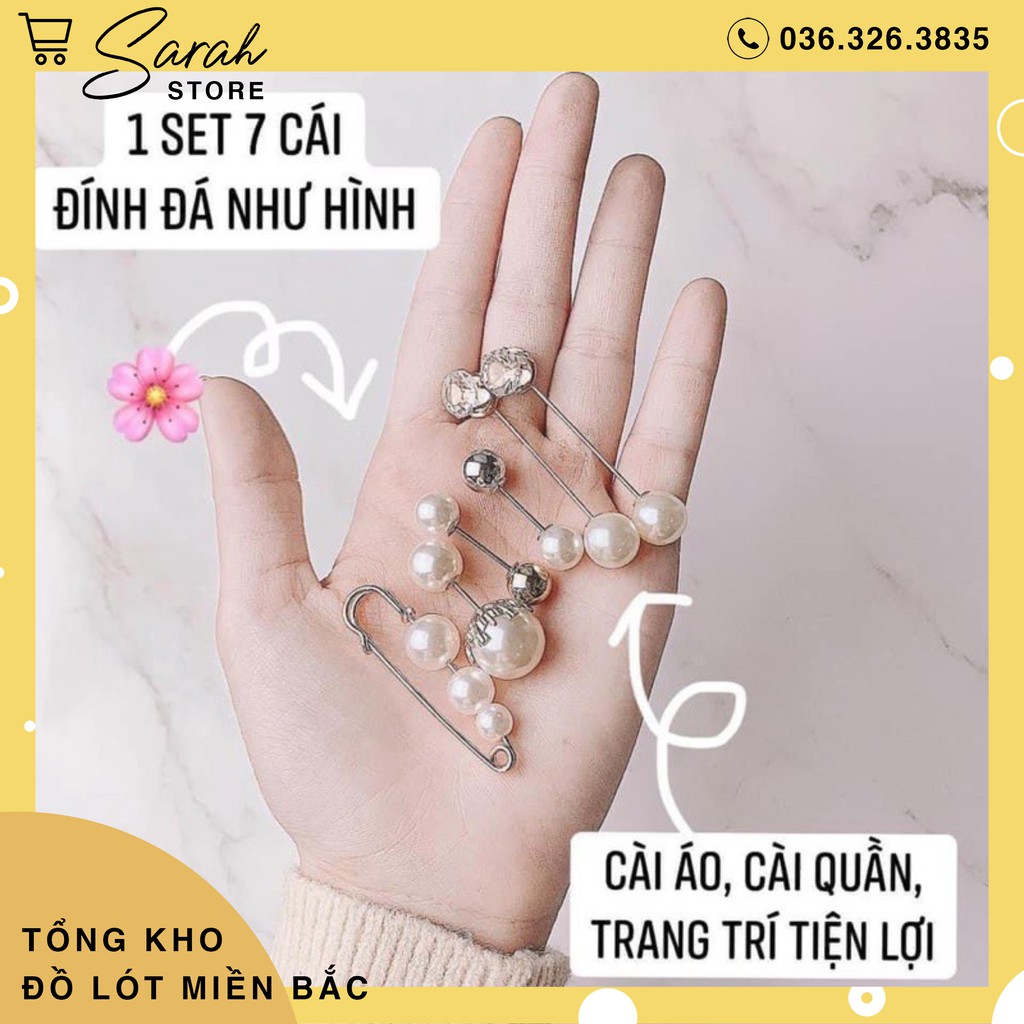 Set 7 cài áo đính đá đính ngọc siêu sang