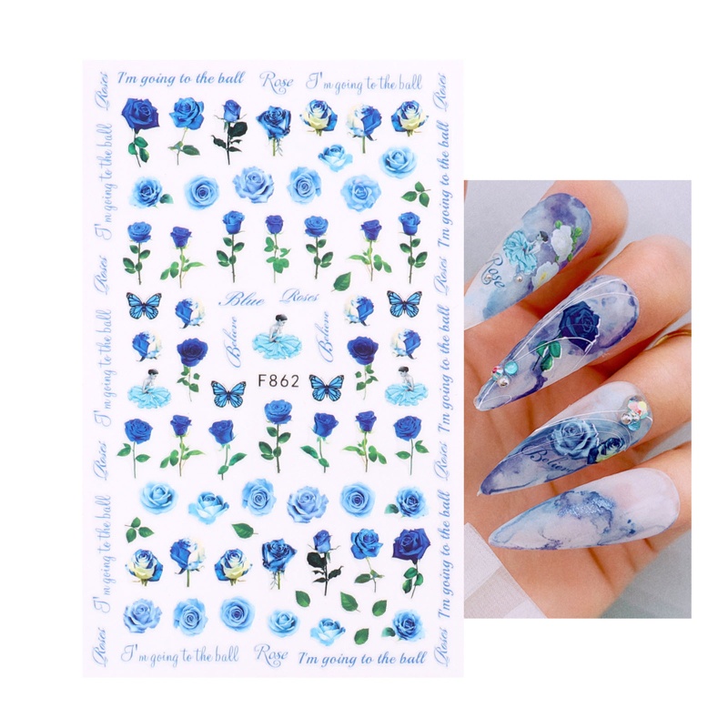 Set 6 / 10 Tấm Hình Dán Hoa Hồng Trang Trí Móng Tay Nghệ Thuật