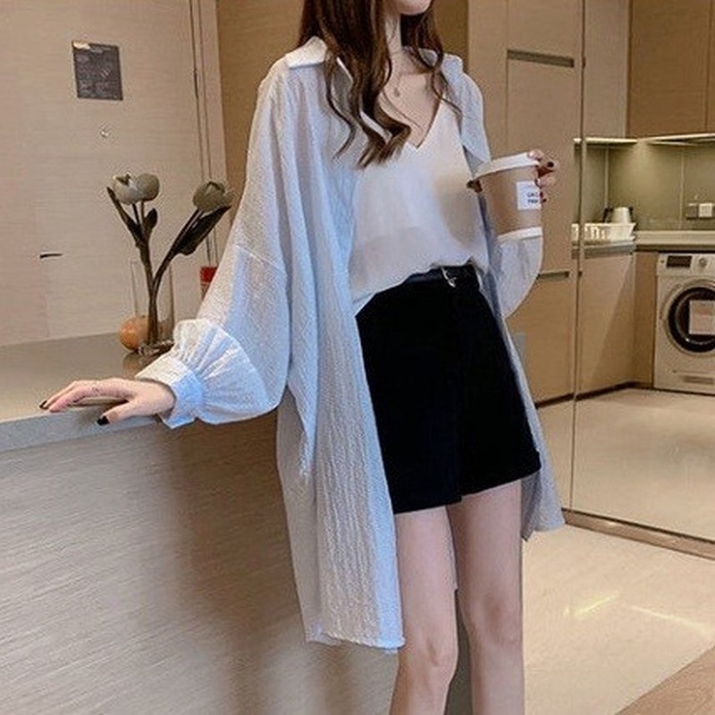 GENAISHA Áo khoác kẻ sọc chống nắng phong cách thời trang mới 21903
