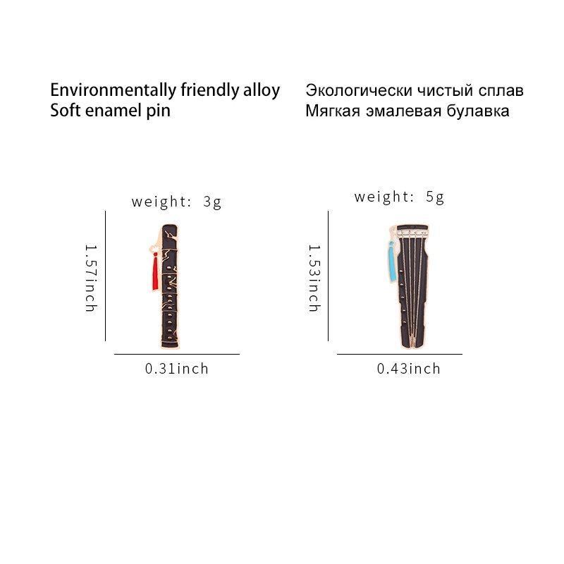 Ghim cài áo hình nhạc cụ Guzheng độc đáo