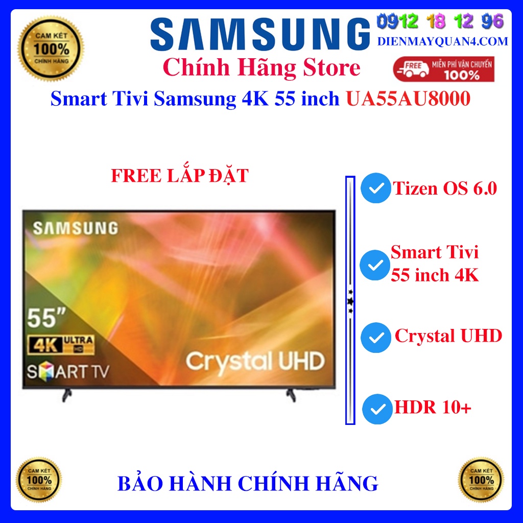 [Mã ELHAMS5 giảm 6% đơn 300K] Smart Tivi Samsung UA55AU8000 4K UHD 55 Inch | SAMSUNG 55AU8000