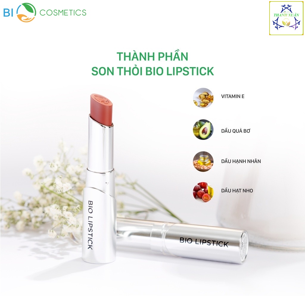 Son Thỏi Bio Lipstick BioCos - Son Lì Không Chì - Lâu Trôi - Không Khô Môi - Không Thâm Môi, Chiết Xuất Từ Thiên Nhiên