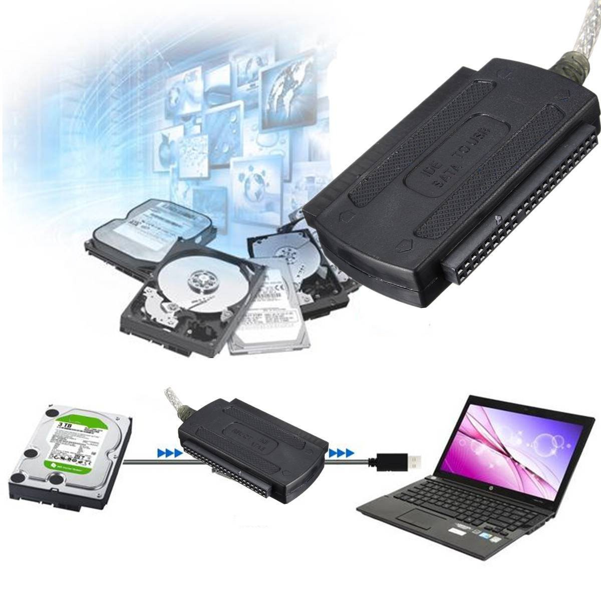 Ready Stock USB 2.0 Male to IDE SATA 2.5 "3.5" Converter Adapter Cable Hard Drive M7VN