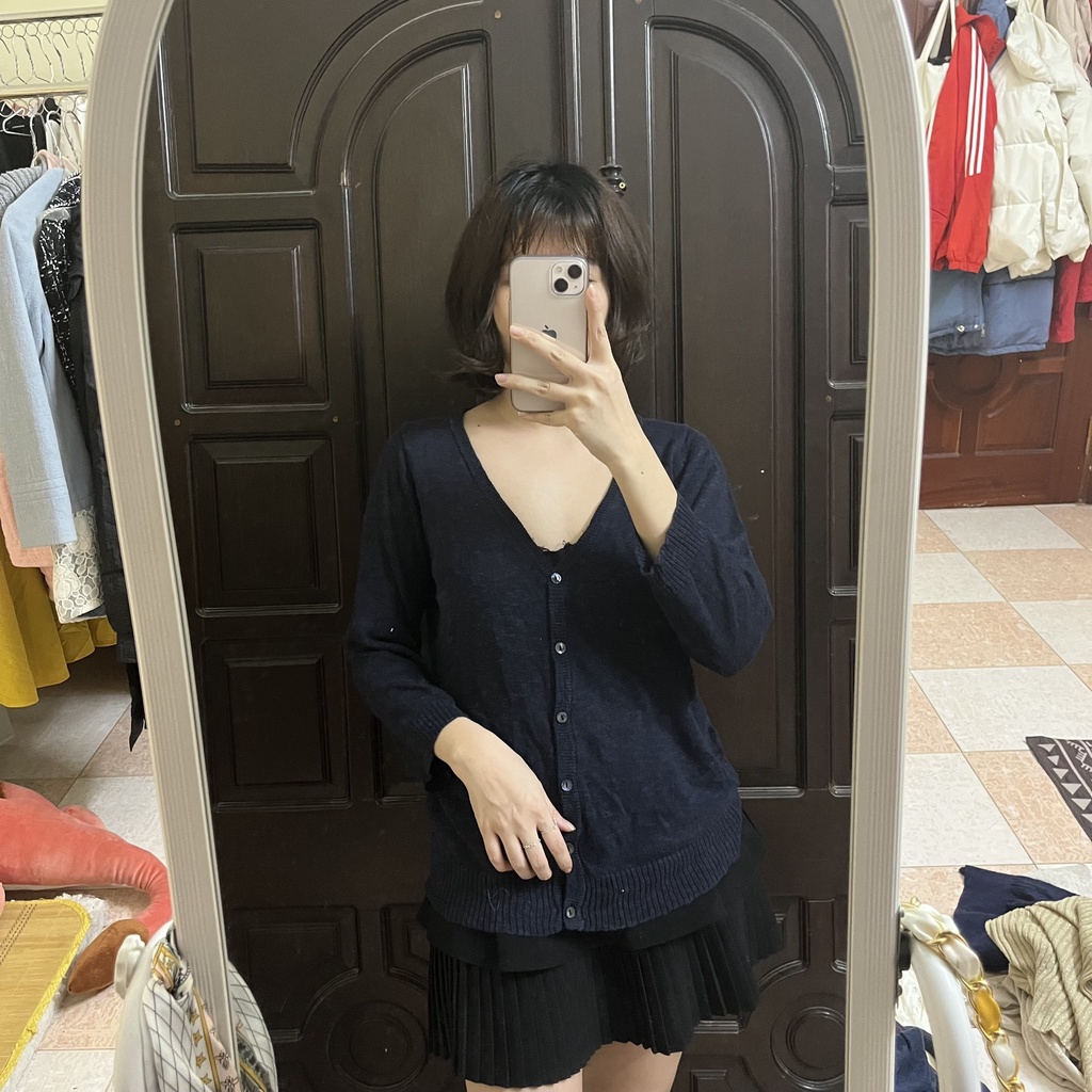❤️Áo khoác len Cadigan 2nd màu xanh than cổ tim tay lỡ Size L ❤️❤️❤️
