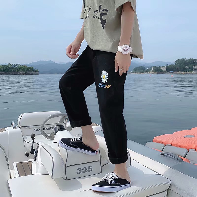 Men's Wide-Length Jeans With Chrysanthemum Print Fashion Personality | BigBuy360 - bigbuy360.vn