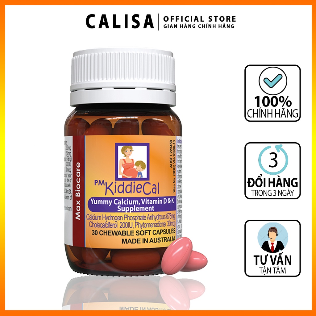 Viên uống PM Kiddiecal 30 viên canxi cho bà bầu tăng sức đề kháng giúp bé cao lớn bổ sung canxi vitamin d sắt