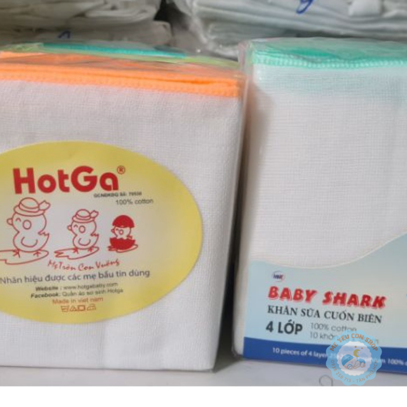 Set 10 Khăn Sữa  HotGa 5 Lớp / Baby Shark 4 Lớp