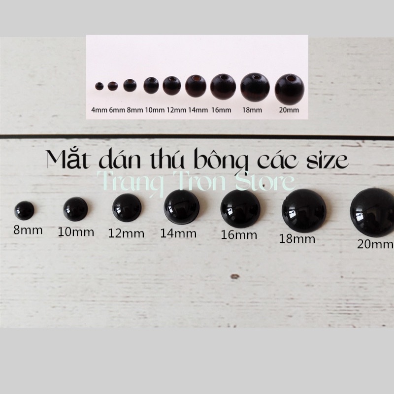 Mắt thú bông loại dán, mắt dán thú