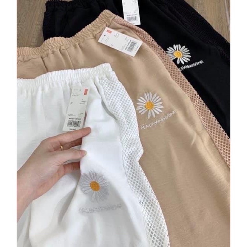 Quần Đũi LILEN dáng bomber  &lt;XẢ LẺ = SỈ &gt; Quần đũi 9 tất trang trí hoa cúc, phối lưới, bo gấu