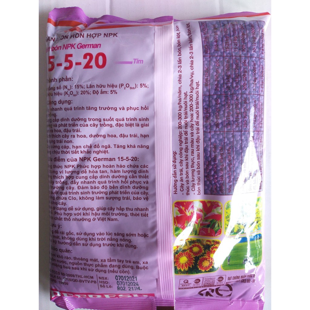 Phân bón NPK 15-5-20 - NPK phức hơp Refresh Gold 1