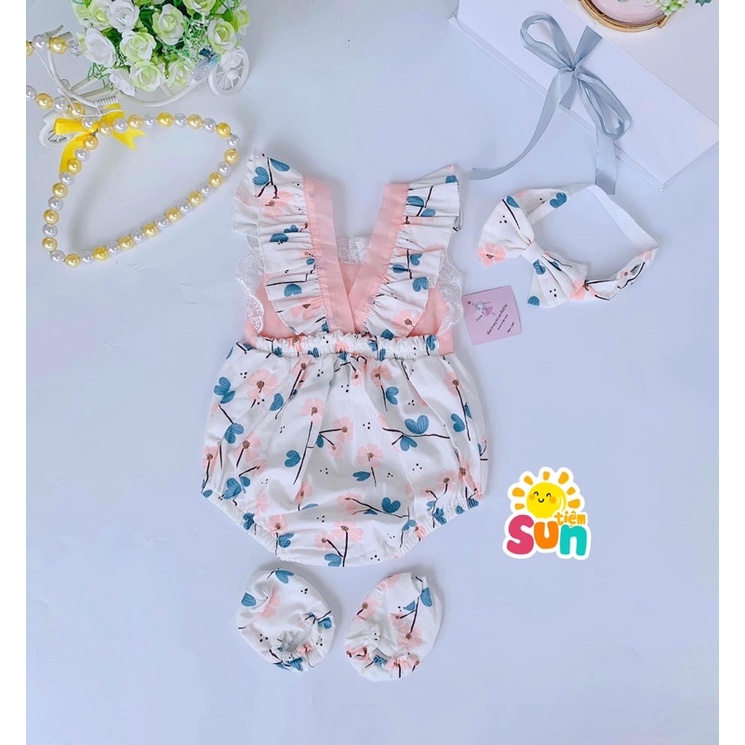 𝗧𝗮̣̆𝗻𝗴 𝘁𝘂𝗿𝗯𝗮𝗻 Size 4-10kg  Vải thô hoa mềm, thân thiện với da bé  Body cho bé gái