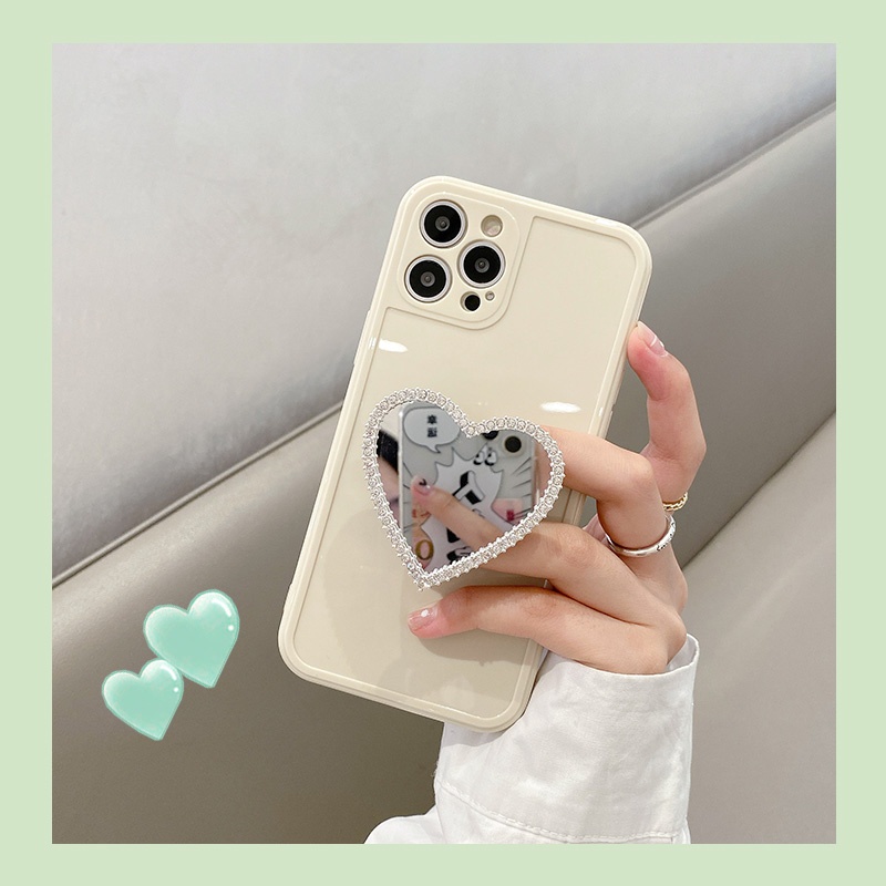 Phổ biến ins 3d loving heart mirror case điện thoại tpu mềm cho iphone 14promax 13 12 pro max 11 pro max xs max xr x 7 8 plus 6 6s plus ốp lưng tráng gương tpu mềm mại màu trắng off-white đẹp