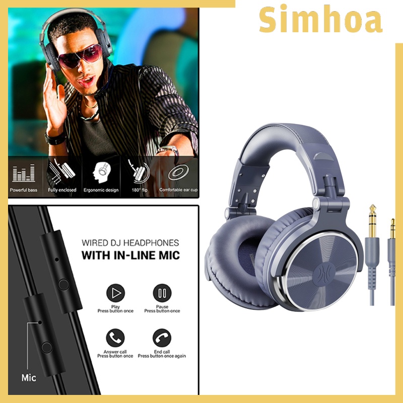 [SIMHOA] Over Ear DJ Stereo Wired Headphone Headsets for Studio