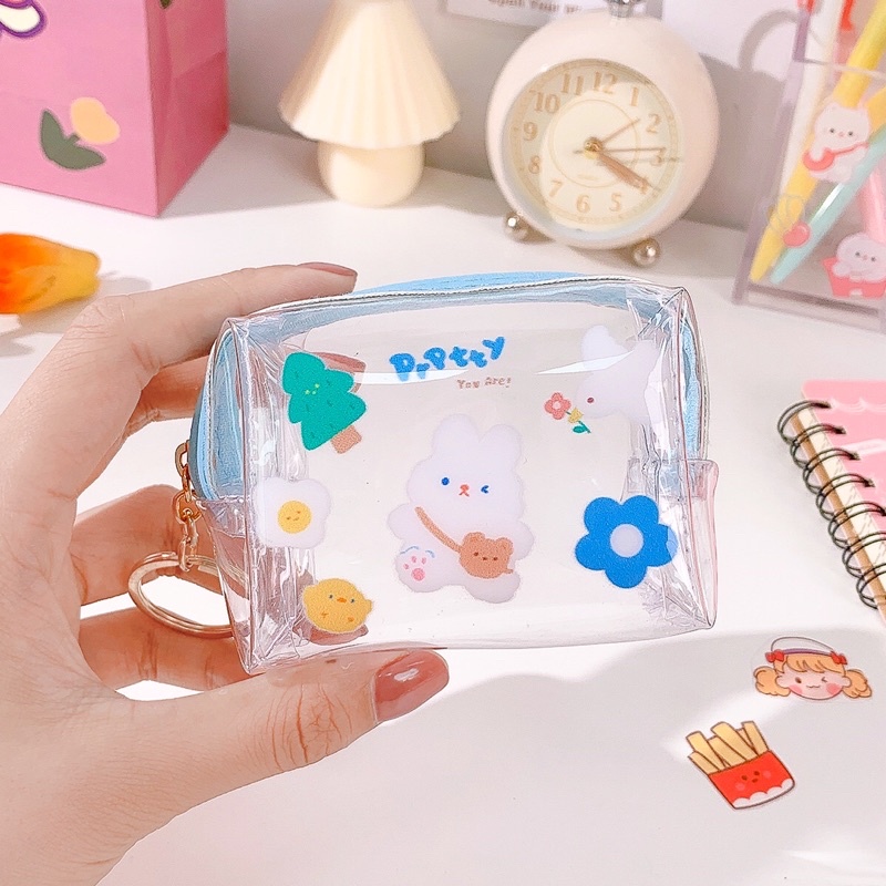Túi trong suốt đựng mỹ phẩm du lịch tiện lợi hoạ tiết dễ thương cho nữ