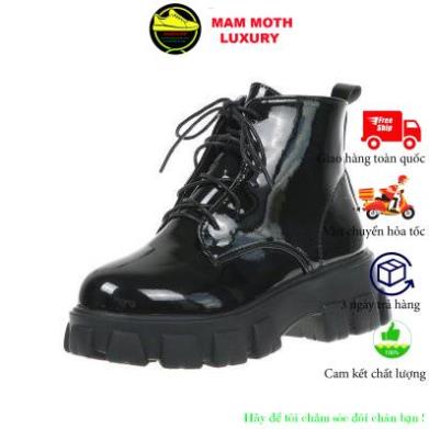 Giày bốt nữ, giày cao cổ nữ thời trang Hàn Quốc  VIDEO THẬT Boot hai màu da đen bóng, mờ siêu hót shop giày MAM MOTH