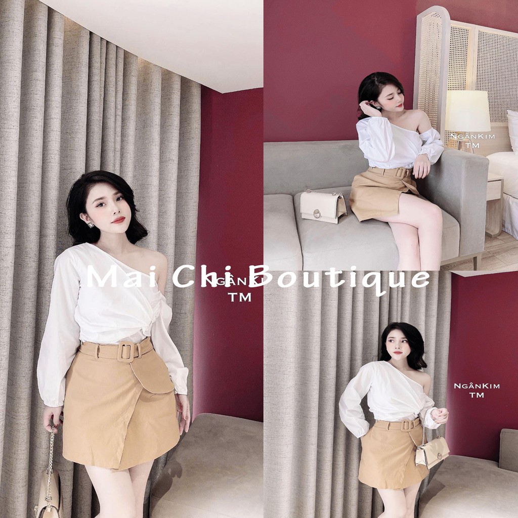 🌸 Sét Áo Rúm Lệch Vai Mix Chân Váy 🌸 🌸