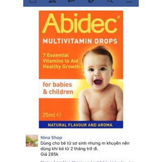 Vitamin tổng hợp Abidec cho trẻ sơ sinh. Va trẻ nhỏ. 