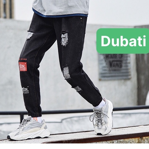 QUẦN JOGGER JEAN NAM CHẤT BÒ ĐEN ỐNG TÚM RỘNG DÀI PHONG CÁCH HÀN QUỐC- DB 1019- DUBATI FASHION