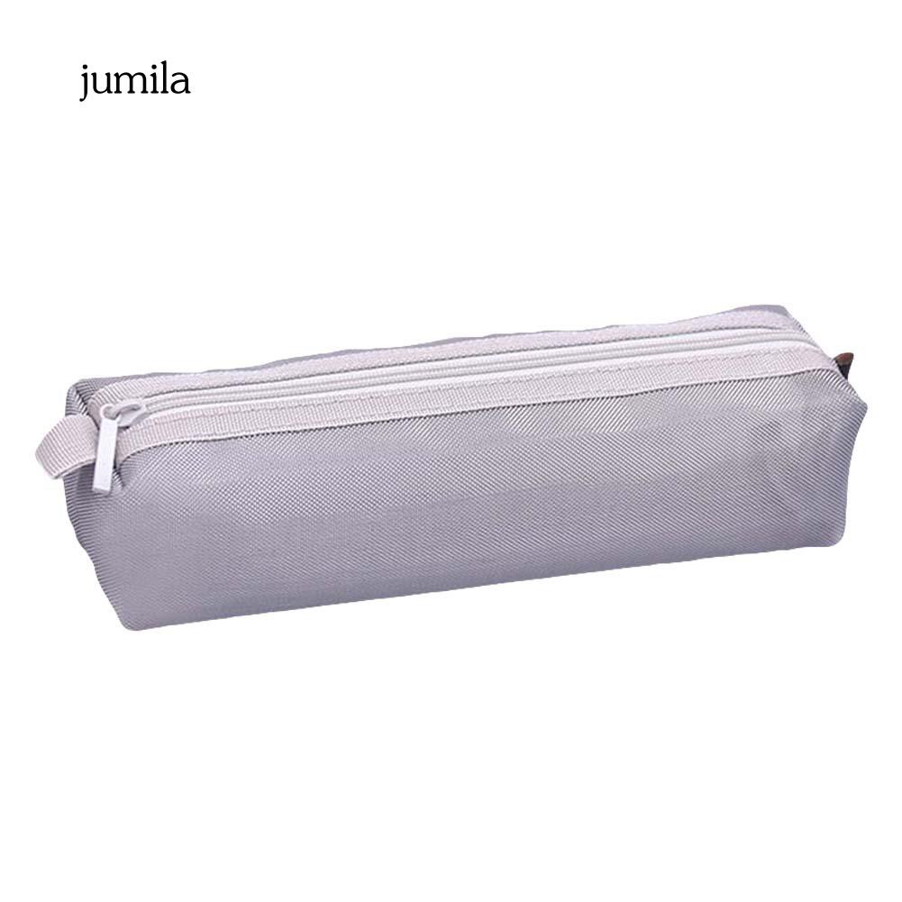 Túi đựng bút chì lưới trong suốt màu trơn bền cho nam và nữ