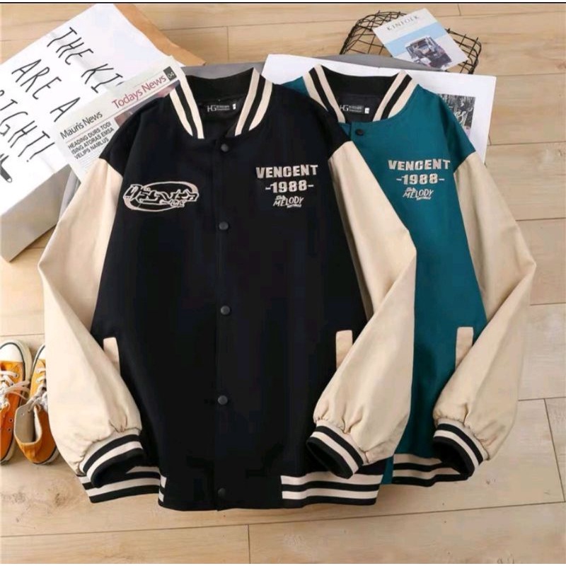 Áo Khoác Bomber Nữ - Áo Khoác Dù Bóng Chày In Chữ Vencent 1988 Thời Trang Z2 STore