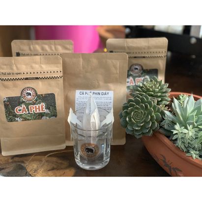 Cà phê phin giấy robusta arabica rang xay nguyên chất tiện lợi , phin pha cà phê gói 10 phin