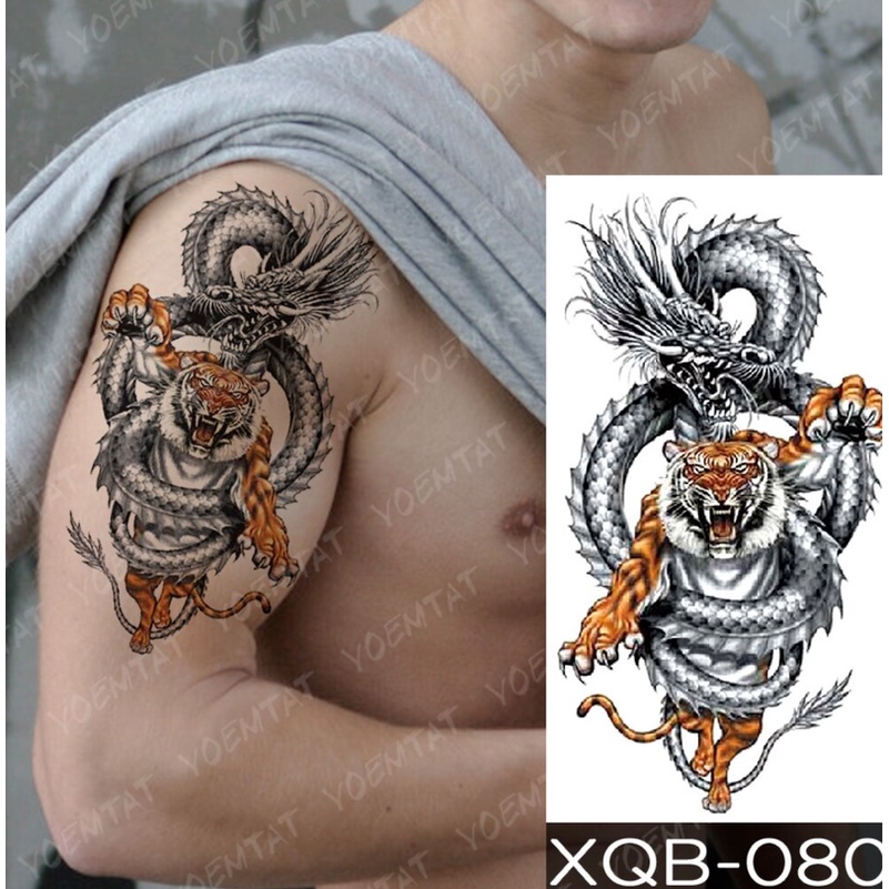 Hình Xăm Dán Tạm Thời Chống Nước Hình Hổ Sư Tử Sói Sư Tử Nhấp Nháy Trang Trí Nghệ Thuật Cho Nam Nữ