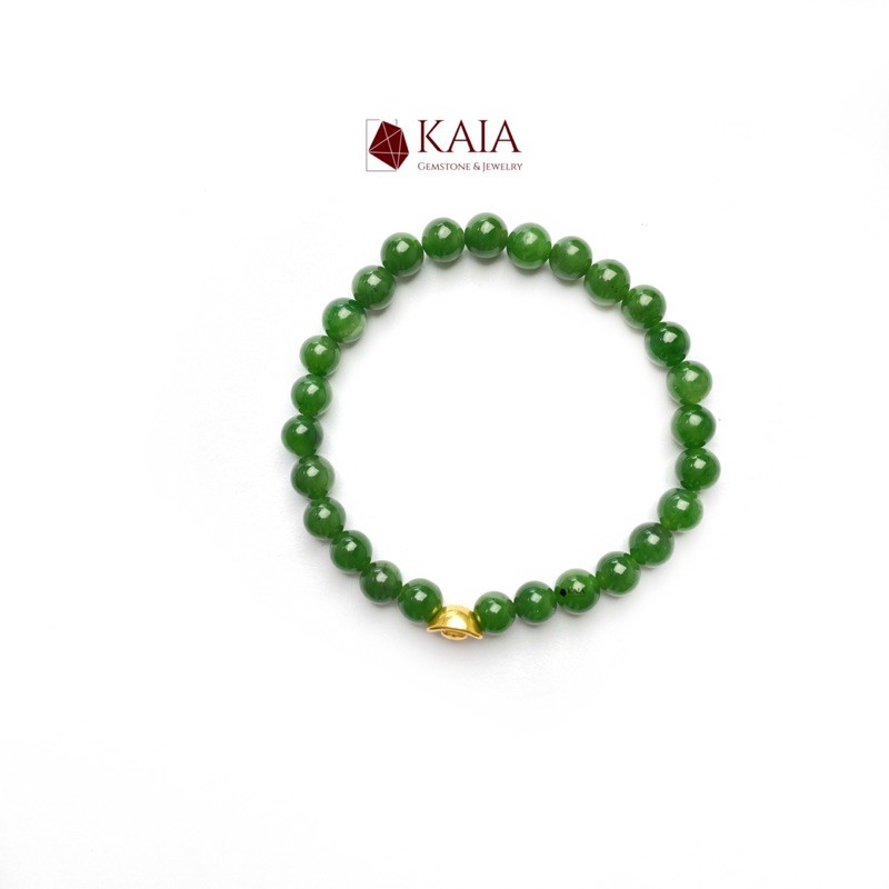 Vòng tay phong thủy Ngọc Bích 6 li mix hũ vang 24k may mắn - KAIA
