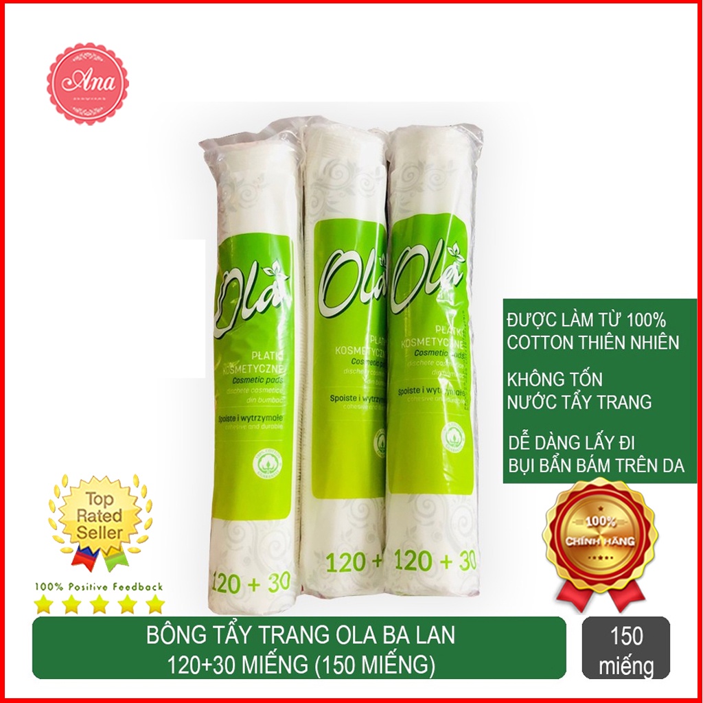 Bông Tẩy Trang OLA Cotton Pads 120+30 Miếng Ba Lan