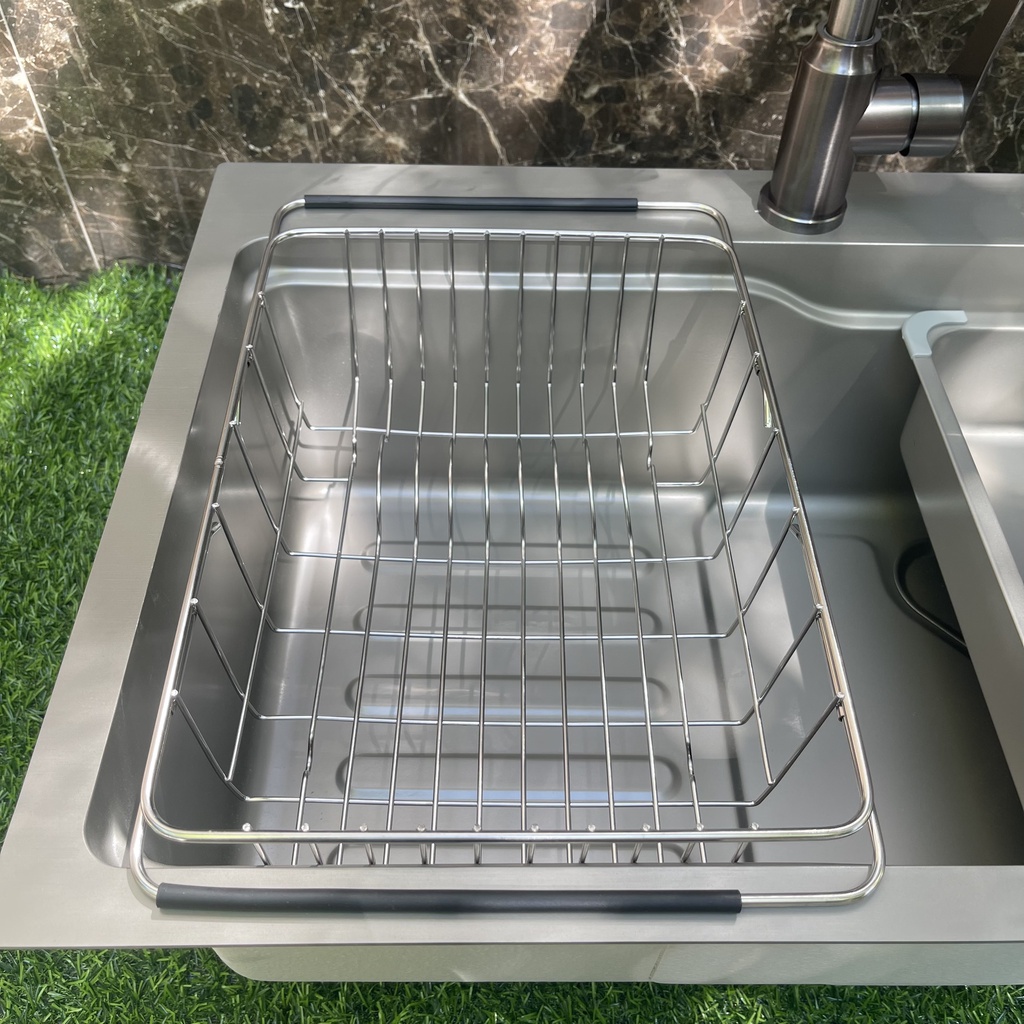 Khay inox đa năng co giãn phù hợp với tất cả các loại chậu rửa chén