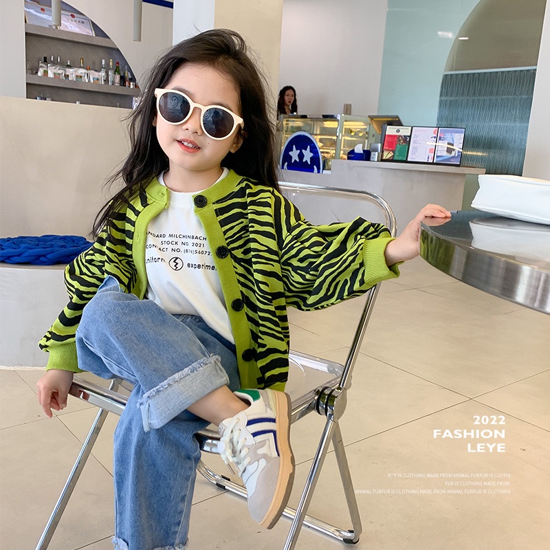 AG405 - Áo khoác xanh chuối vằn đen sz 90-140, áo khoác nỉ thời trang hàn quốc cho bé thu đông 2022