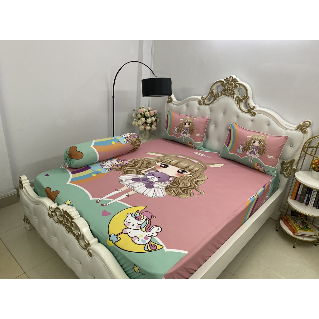 Bộ Drap gối  thun Ý 5D Cao Cấp , mát lạnh, thấm hút tốt