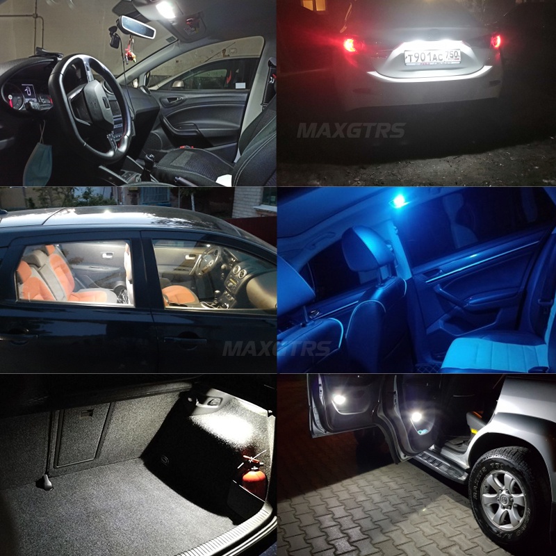 Bộ 2 Bóng Đèn LED MAXGTRS 12V 24V Chip Festoon C5W C10W 3030 Canbus 6000K Dùng Làm Đèn Nội Thất/Đèn Biển Số Xe