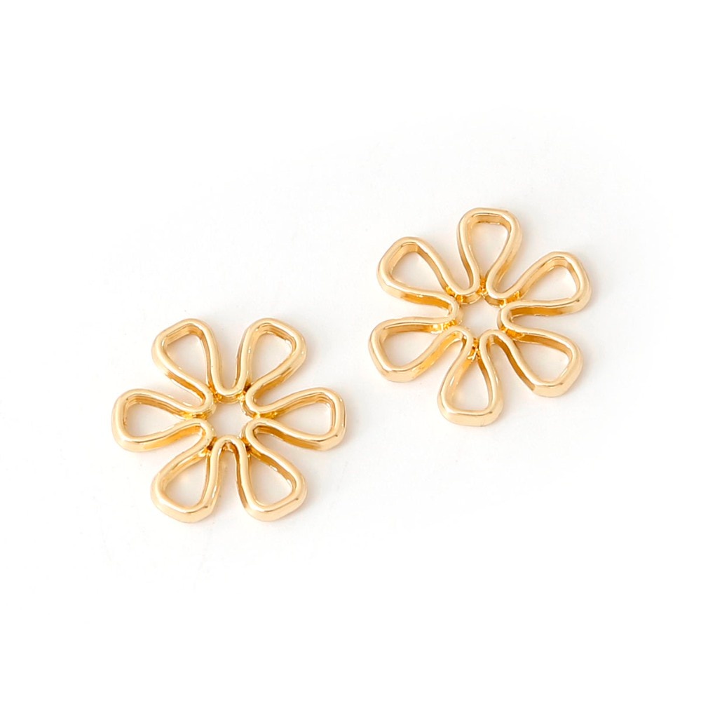 Set 10 mặt phụ kiện hình bông hoa màu vàng bằng kim loại dùng cho làm đồ trang sức thủ công dễ thương