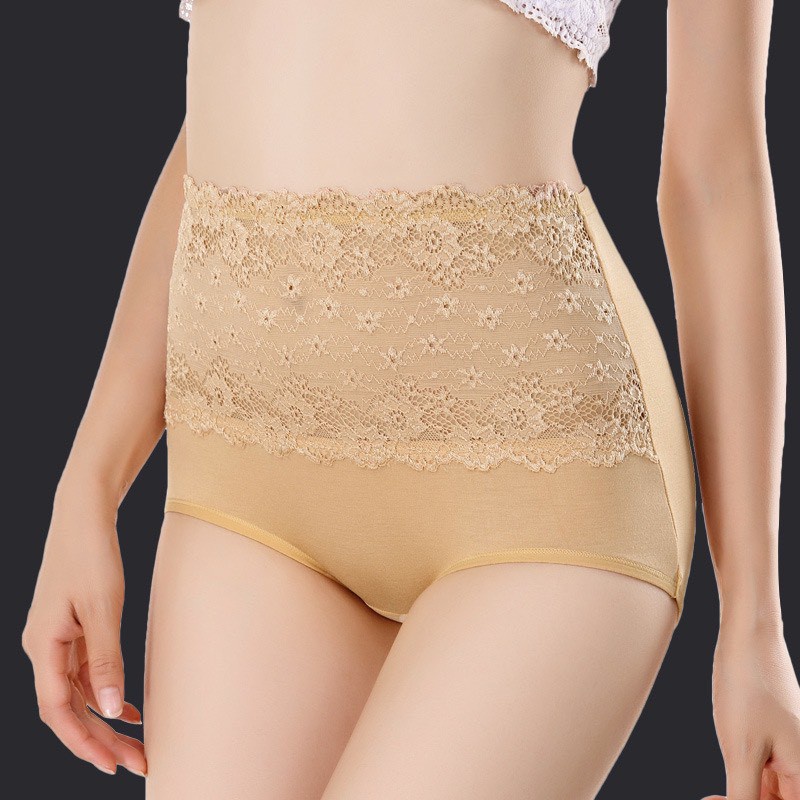 Set 5 Quần Lót Nữ Cỡ Đại(60-72kg) Cạp Cao Kèm Gen Bụng Ren Cotton Mềm Mại