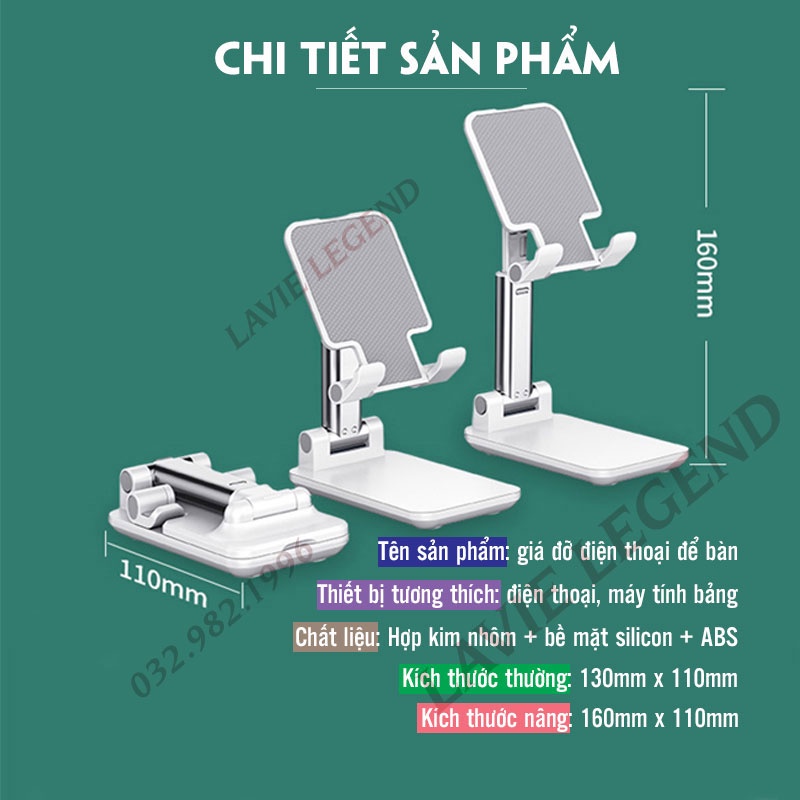 Giá Đỡ Điện Thoại Và Máy Tính Bảng Để Bàn Có Thể Gập Lại Khung ABS Chắc Chắn Cho Xem Phim, Học Tập, Livestream, Tiktok