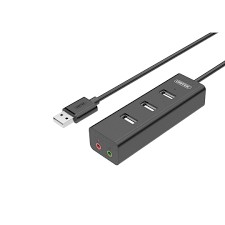 [Mã ELFLASH5 giảm 20K đơn 50K] Hub USB 2.0 3 Ports 2.0 + Audio Unitek (Y-2199BK) - HÀNG CHÍNH HÃNG