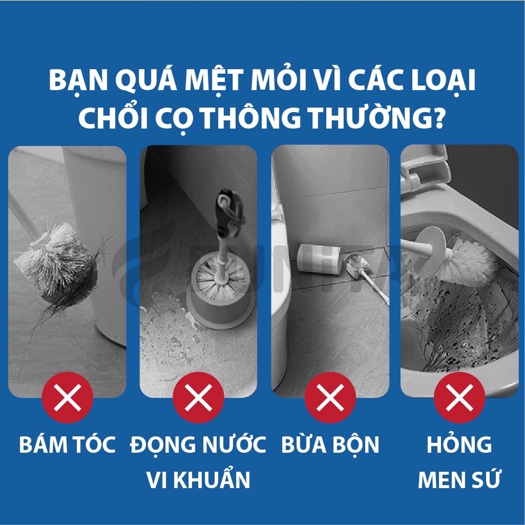 Cọ bồn cầu silicon , cọ chà toilet thông minh gắn tường có bình chứa xà phòng tiện lợi