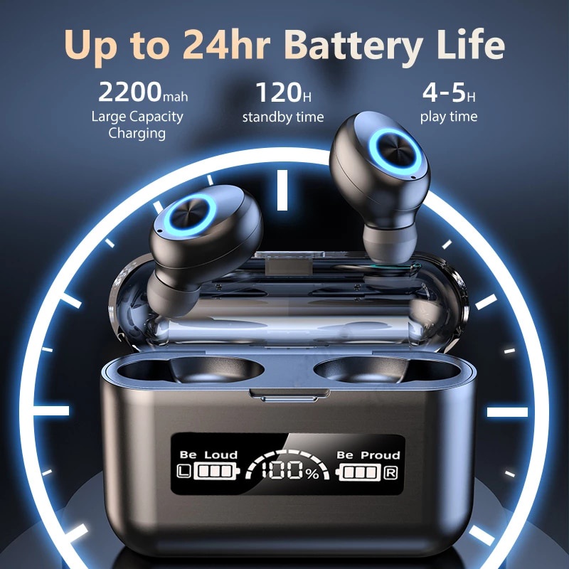 Cao cấp tai nghe không dây f9 Bluetooth TWS 5.2 Không Dây Mini Âm Thanh Nổi Có Mic 2000mAh