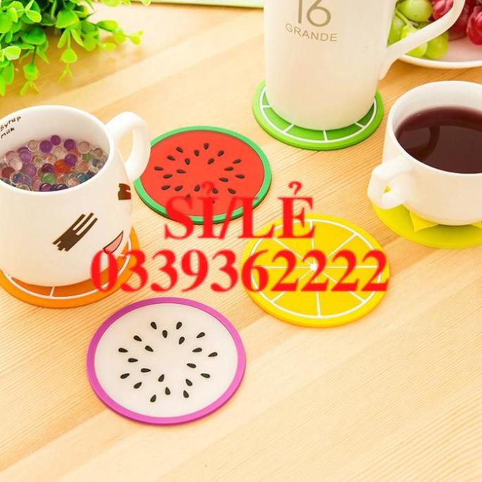 [ COCOLOVE ] Miếng lót cốc - Đế lót ly lát hoa quả/trái cây chống trượt bằng silicon  HAIANHSHOP