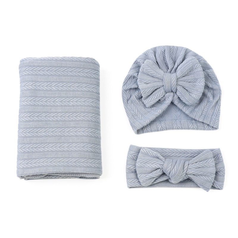 Bộ 3 Món Gồm Chăn Quấn Và Nón + Khăn Tắm Làm Phụ Kiện Chụp Ảnh Cho Bé Sơ Sinh