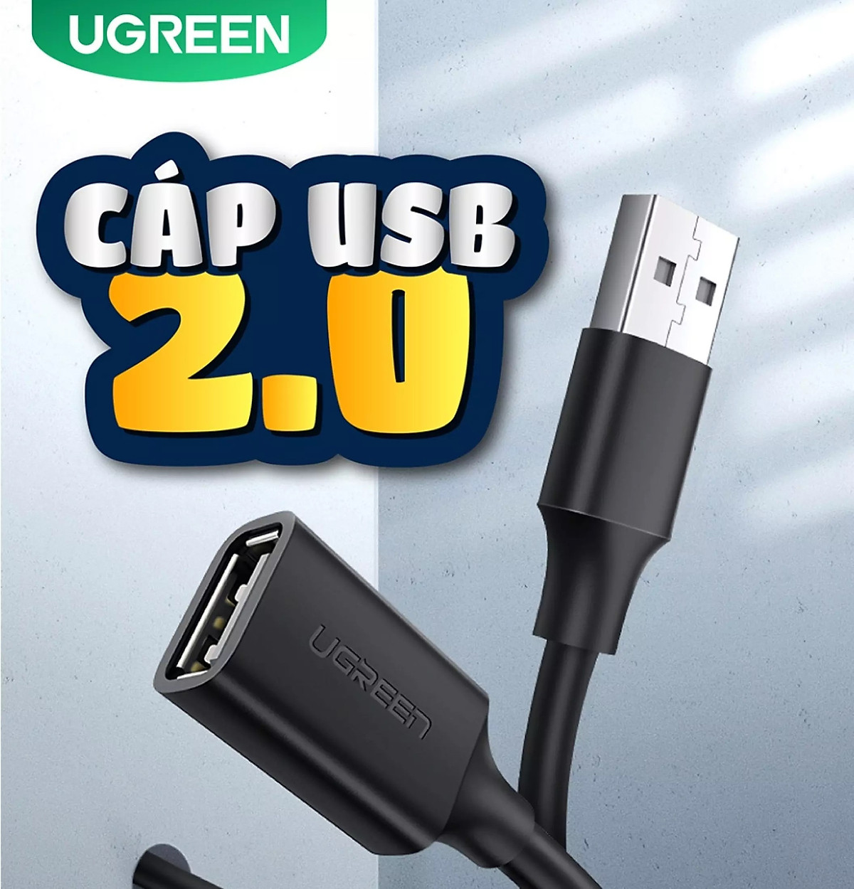 Sale Dây nối dài USB 2.0 (1 đầu đực, 1 đầu cái) dài 2m UGREEN US103 10316 - Hàng Chính Hãng