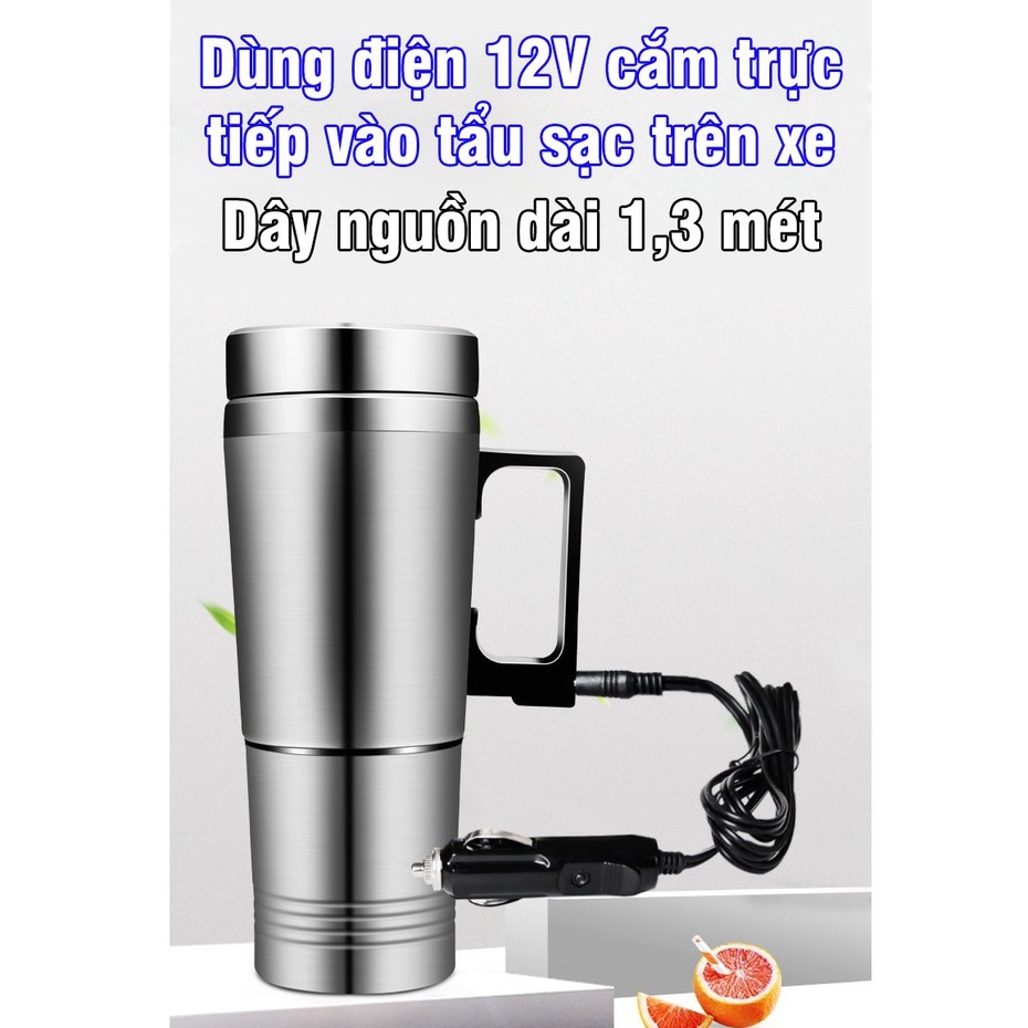 Cốc đun nước, bình giữ nhiệt trên ô tô bằng inox dung tích 300ml