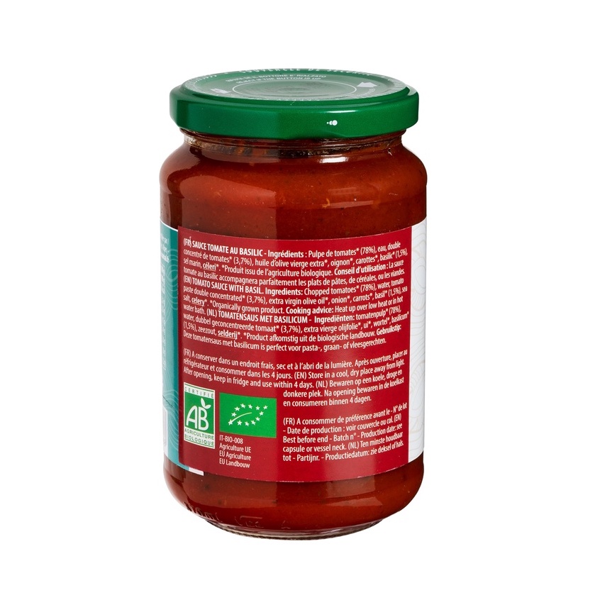 Sốt mì ý hữu cơ thuần chay Luce 340g (vị cà chua húng quế / truyền thống Bolognese)