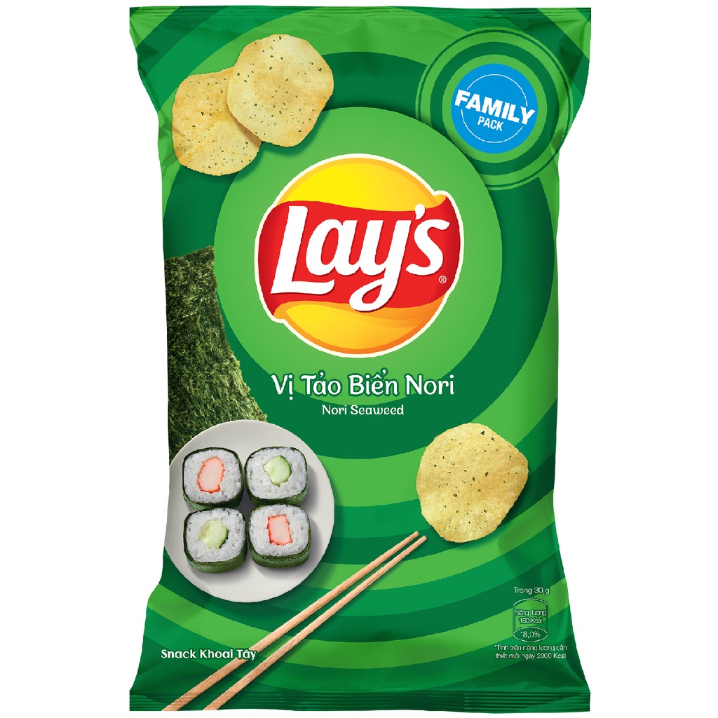 Combo 5 Snack Khoai Tây Lay's vị Tảo Biển Nori gói 150g