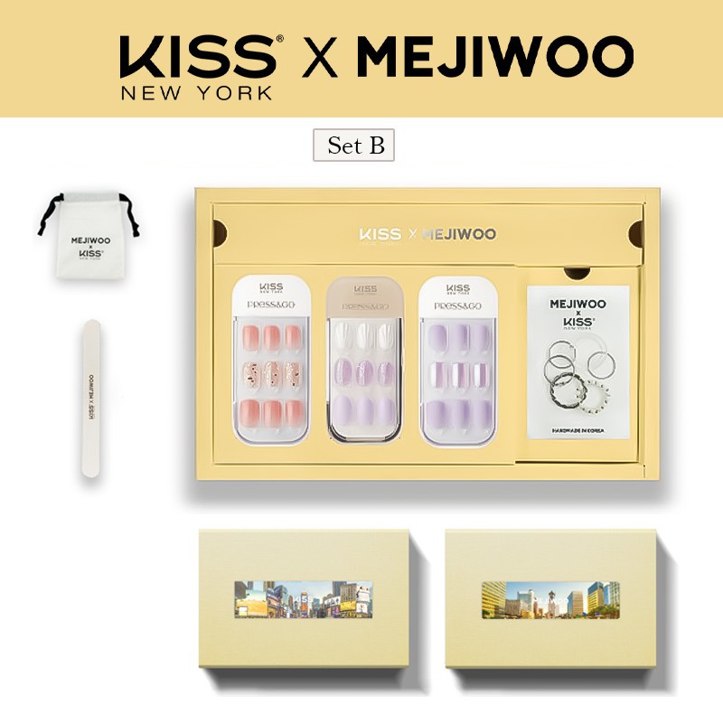 [KISS NEW YORK X MEJIWOO]  Collaboration Box Set B Soft & Pure Bộ Sản Phẩm Móng Tay - 4 Món