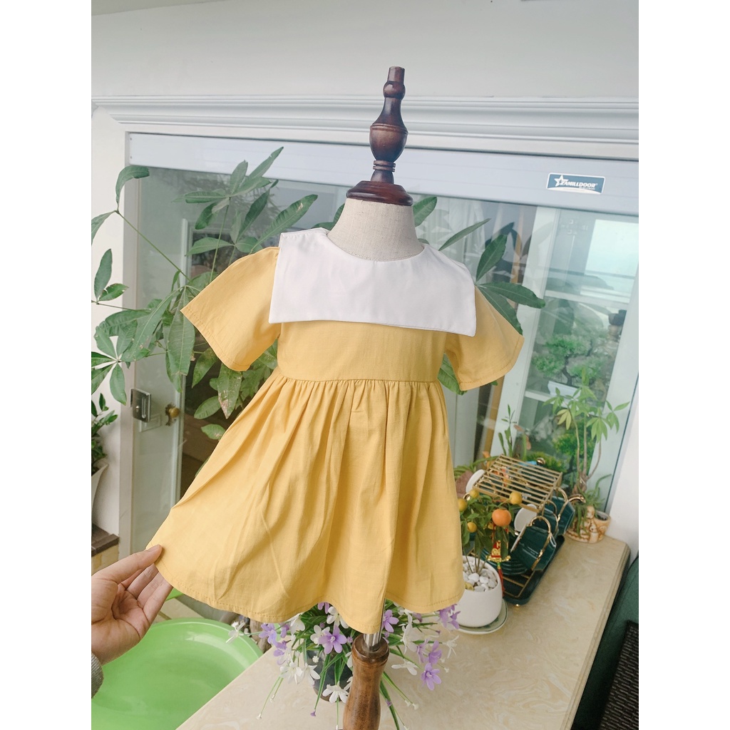 váy đi học cho bé 𝑭𝑹𝑬𝑬𝑺𝑯𝑰𝑷 𝑬𝑿𝑻𝑹𝑨NHƯ Ý HOUSE'S- váy trẻ em hàng thiết kế đủ size từ 1- 8 tuổi- Váy Linen cổ thủy thủ
