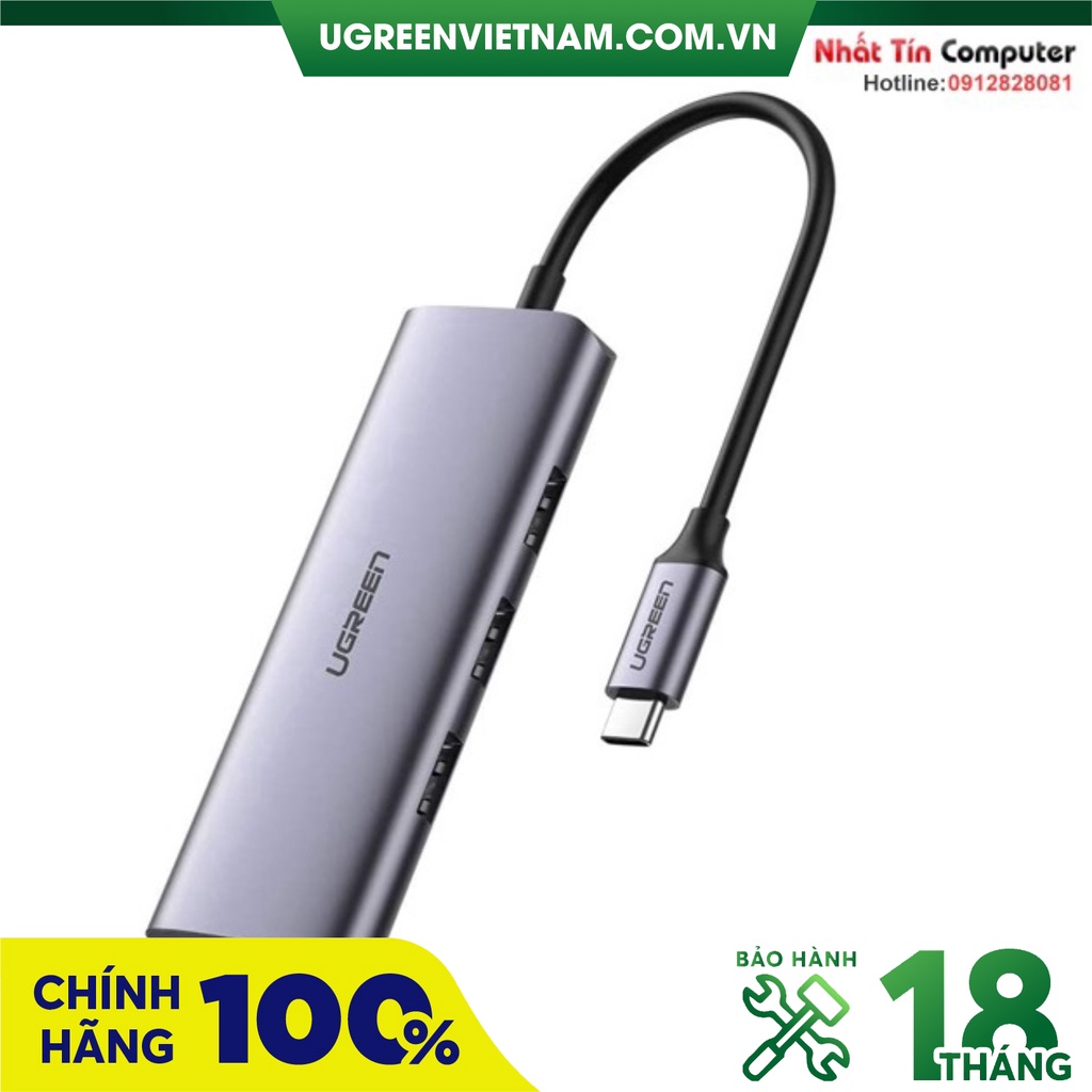 Thiết bị mở rộng USB type-C to Hub 3 cổng USB 3.0/Lan Gigabit kèm Micro USB cấp nguồn Ugreen 60718